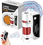 LAKWAR 60x-120x Mini Pocket Microscope for Kids Adults, Portable Handheld Microscope with Microscope Slides, Miniscope Portable Microscope for Kids Students School Science Education