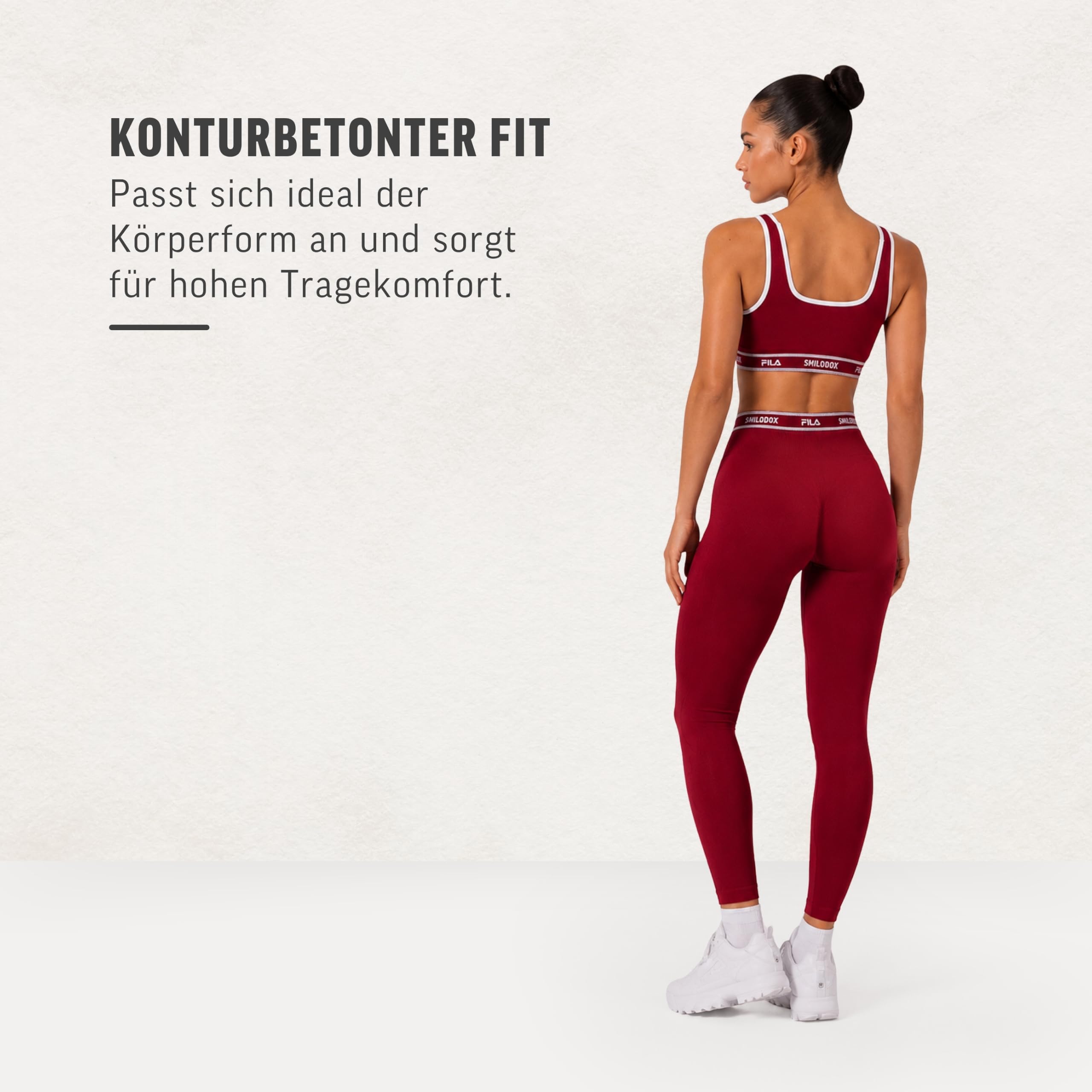 SMILODOX x FILA Leggings Damen Noli, Seamless Kompressionsleggings mit Scrunch, mit elastischem Bund, Shaped Fit Sport Hose, Fitness Leggings, für Workout, Gym & Yoga