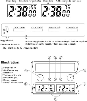 Chess Basic Digital Chess Clock and Game Timer, Chess Clock 3 in 1 Digital Chess Timer with Countdown Time Limit Add Seconds Function for Chinese Chess International Chess Weiqi
