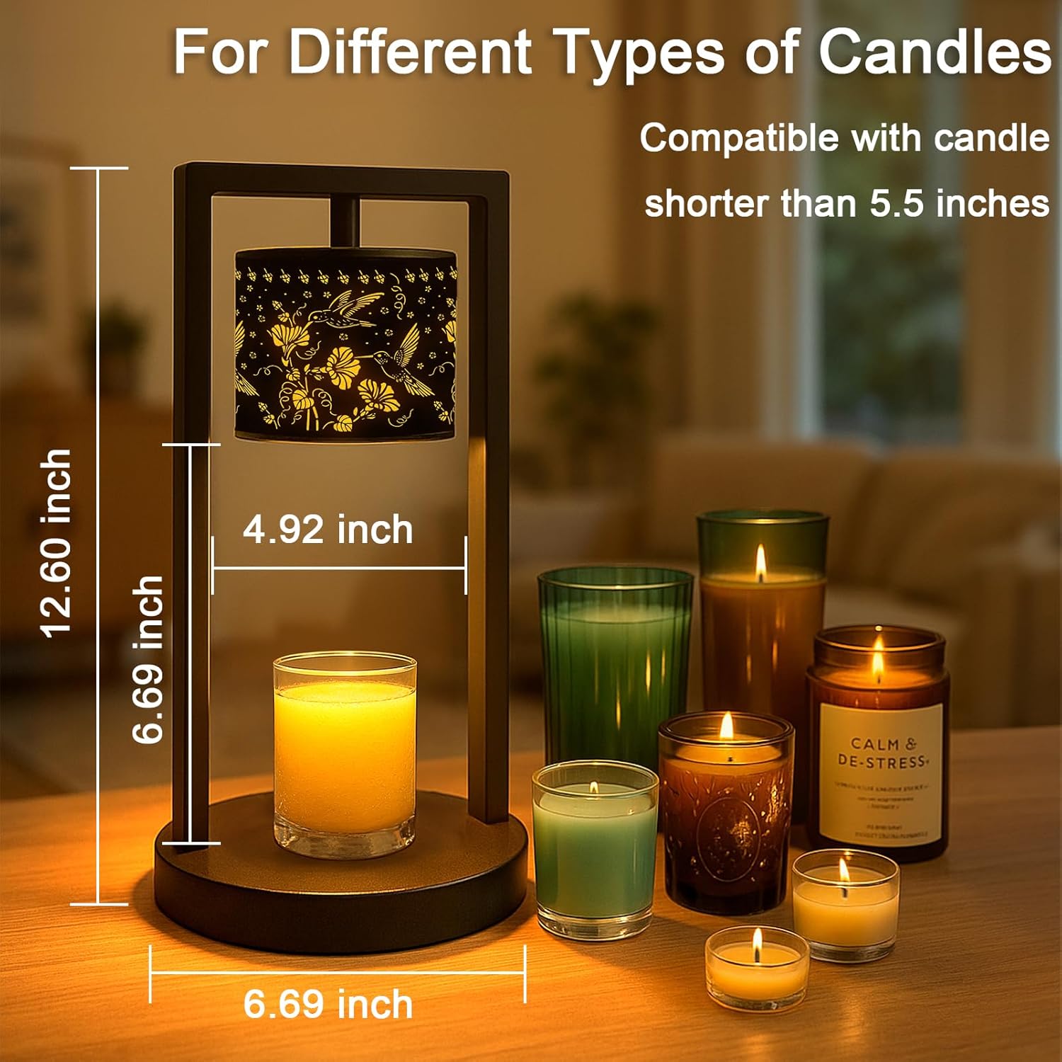 Candle Warmer Lamp with Timer Wax Melt Warmer for Scented Jar Candles Candle Lamp Warmer Gifts for Mom Christmas Gifts, House Warming Gifts New Home Office Dorm Room Fall Decor (Hummingbird) - Image 3