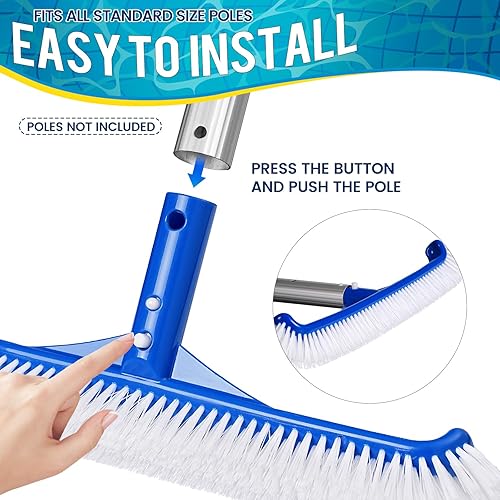 Miniatura 11 de Skimmer - Red de desnatador de piscina con poste de aluminio telescópico ajustable de 5 secciones, 25 a 64 pulgadas, rastrillo de red de piscina