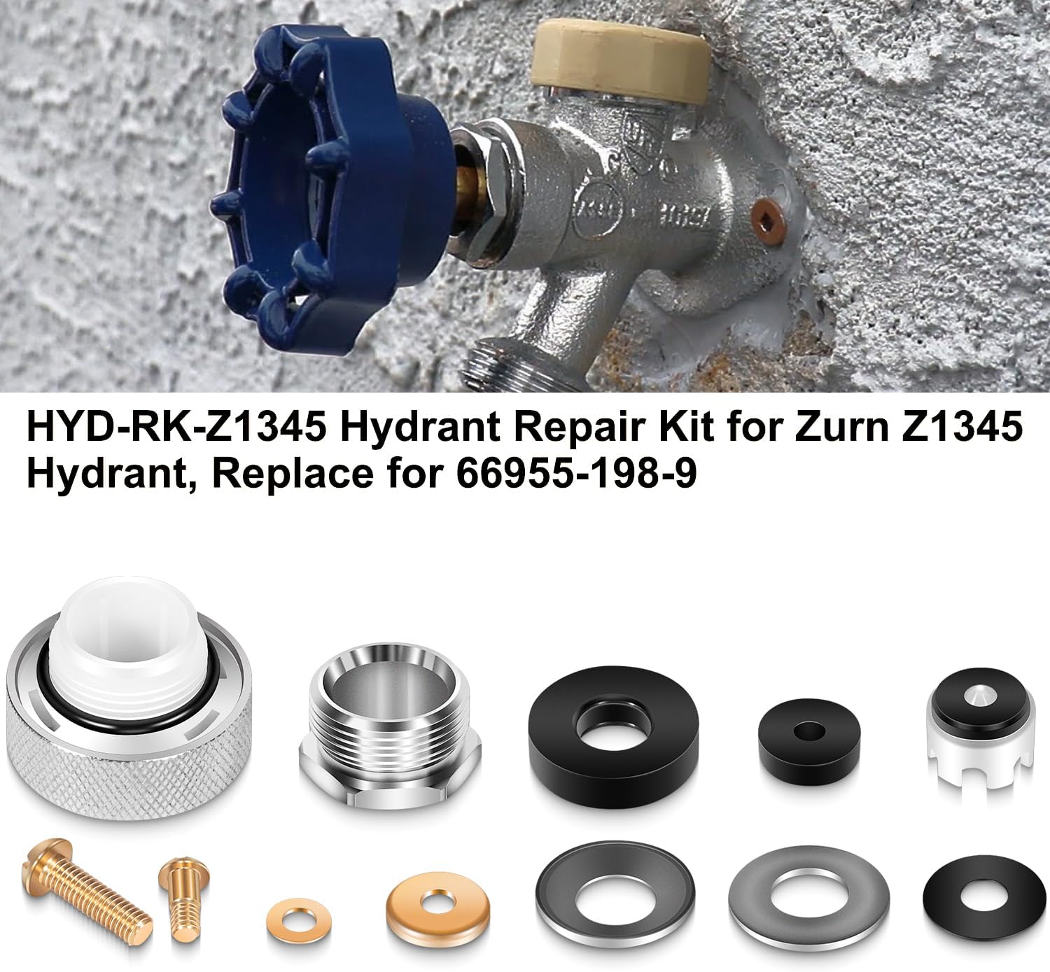 HYD-RK-Z1345 Hydrant Repair Kit for Zurn Z1345 Hydrant Wall Faucet, Replace for 66955-198-9