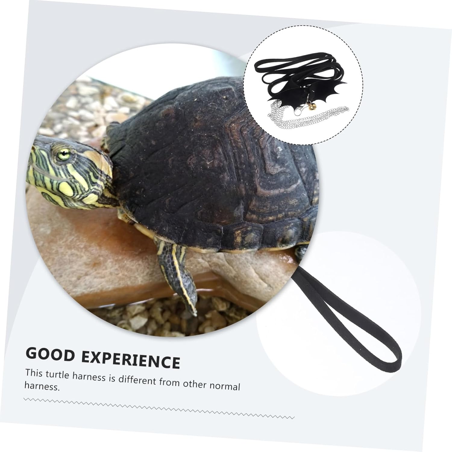 Turtle Wing Design Adjustable Reptile Leash for Outdoor Walking Control Rope for Tortoise Pets Black s