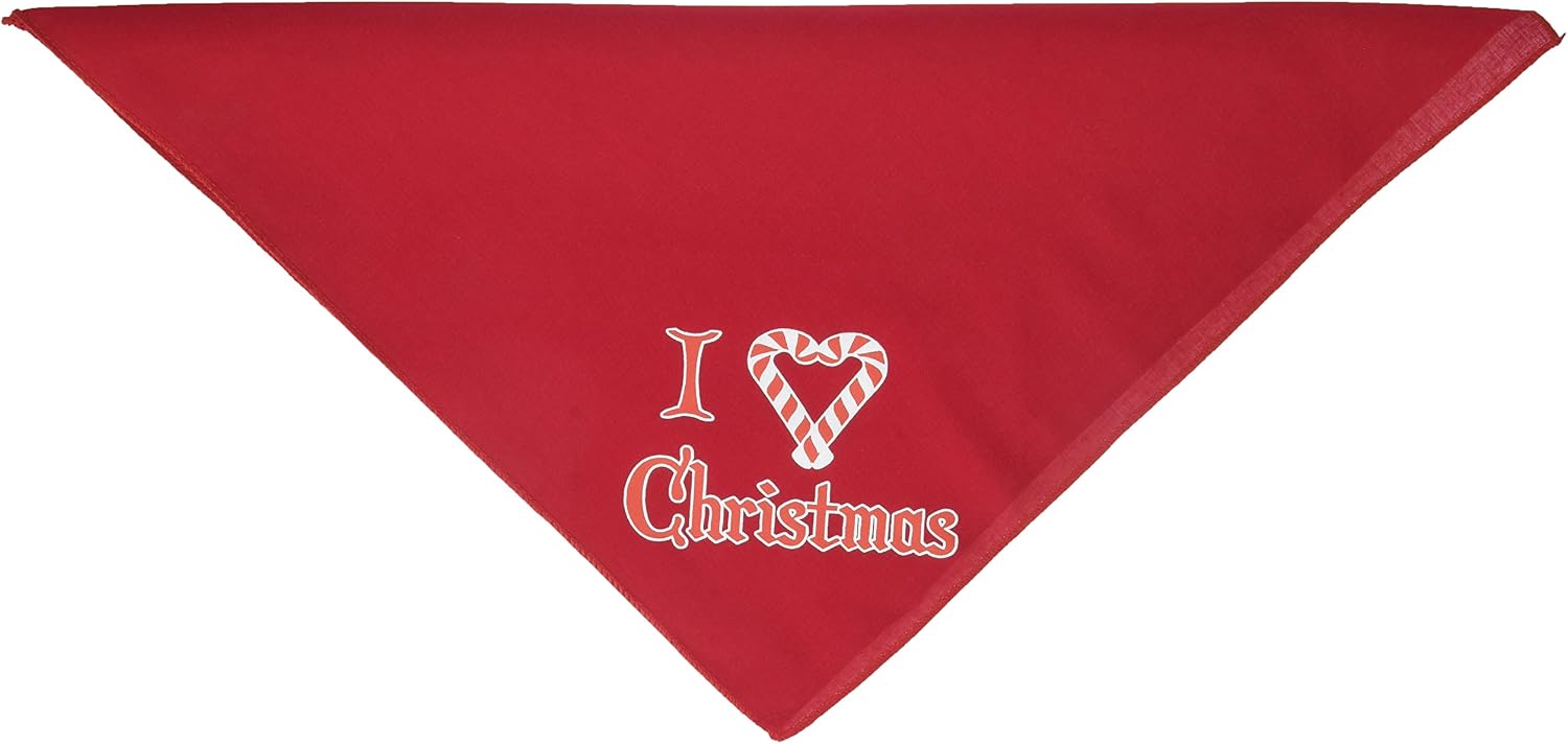 Mirage Pet Products Heart Christmas Screen Print Bandana for Pets Small, Red