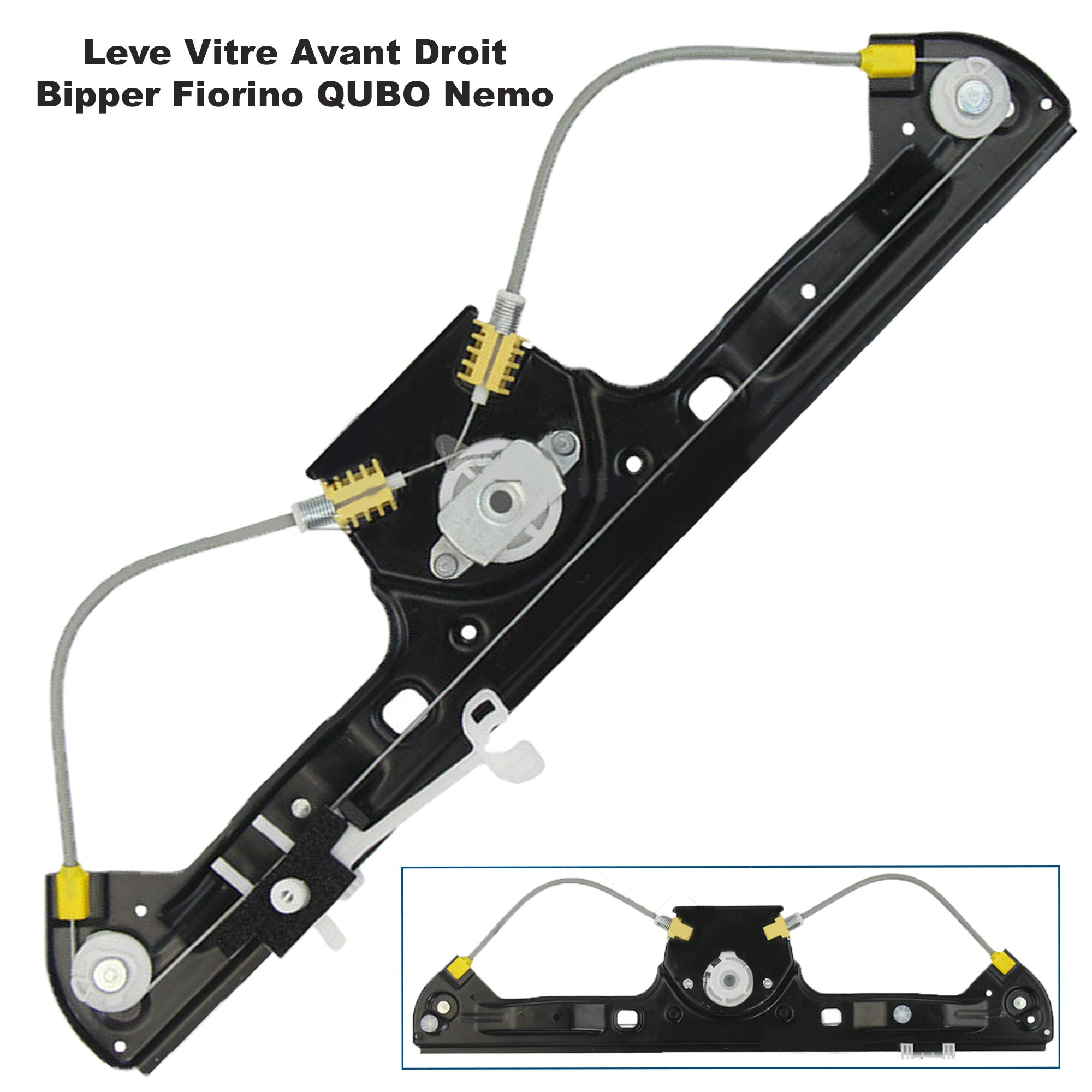 Mécanisme Lève-Vitre Électrique Avant Droit Passager – Compatible Fiat Nemo, Fiorino, Qubo, Bipper (SANS Moteur)