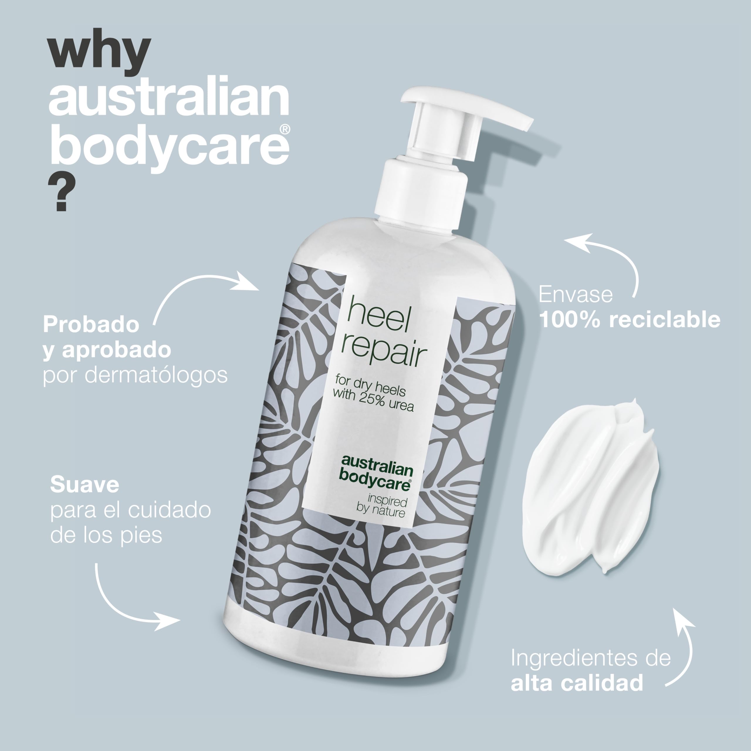 Crema Heel Repair de Australian Bodycare, 450 ml | Removedor de durezas | Contiene 25% de urea | Bálsamo para talones agrietados | Para hombres y mujeres con pies agrietados | Aceite de árbol del té