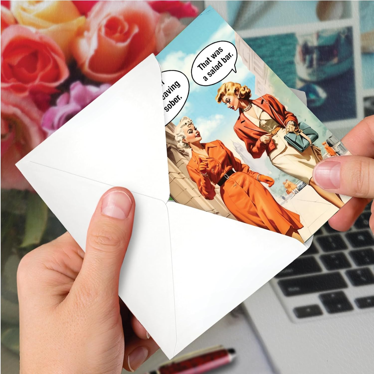 NobleWorks Funny Birthday Paper Card with 5 x 7 Inch Envelope (1 Card) Bday Salad Bar C11061BDG - Image 3