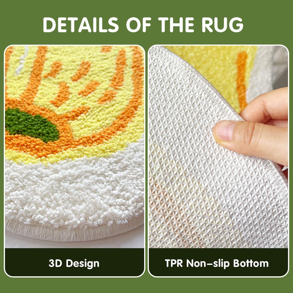 GORU Cute Banana Bath Mat,Funny Fruit Rug,Soft Plush Fluffy Bath Mat,Absorbent,Non-Slip for Bathroom,Kitchen Sink,Bedroom, Kid's Bedroom,and Living Room,Washable Yellow Rug(D, 15 x 35 in)