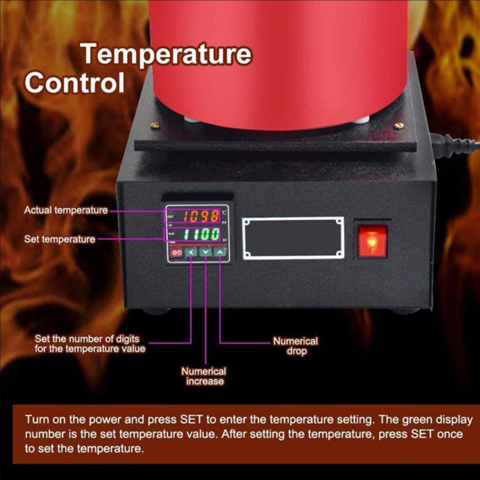 Zestaw narzędzi do topienia metalu 1KG/2KG/3KG, elektryczny piec do topienia o sterowaniu temperaturą 220V 1150ºC z tyglem i zaciskiem do tygla do srebra, miedzi i aluminium,3kg