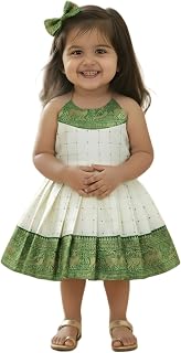 COMRATE South Indian Traditional Printed Net Frock Dress for Baby Girls Price In India