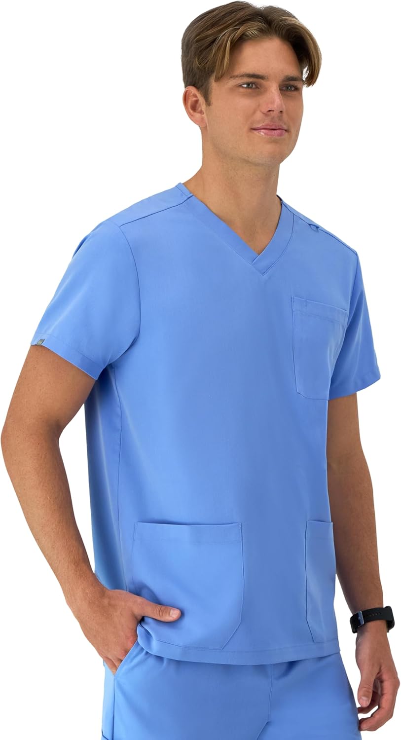 Hanes Men's Scrubs Healthcare Top, Moisture-Wicking Stretch Scrub Shirts for Men, Odor Control