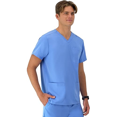 Hanes Men's Scrubs Healthcare Top, Moisture-Wicking Stretch Scrub Shirts for Men, Odor Control