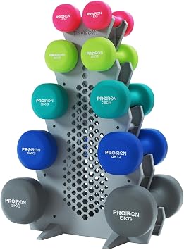 PROIRON Dumbbell Set of 2, 2.2 lbs 1 kg, 3.3 lbs 1.5 kg, 4.4 lbs 2 kg, 6.6 lbs 3 kg, 8.8 lbs 4 kg, 11.0 lbs 5 kg, 17.6 lbs 8 kg, 22.0 lbs 10 kg, Soft Coating Strength Training, Muscle