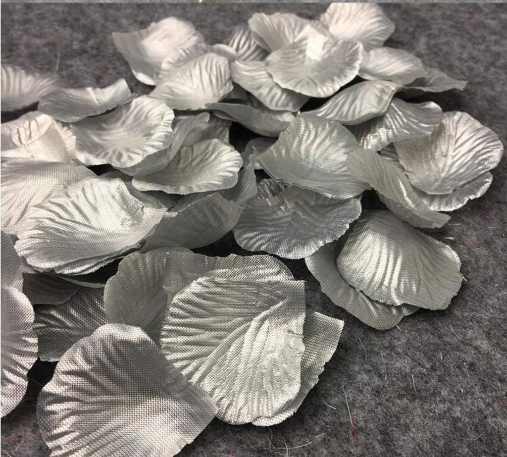 CHSYOO 1000 x Artificial Flora Petal Roses Flowers Confetti, Romantic Decorations for Wedding Birthday Bridal Shower Valentines Marriage Proposal, Silver