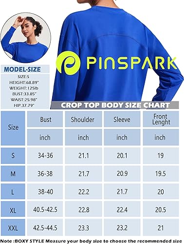 Miniatura 6 de Pinspark Camisetas cortas de entrenamiento de manga larga para mujer, ajuste holgado, de secado rápido, camisetas atléticas para correr