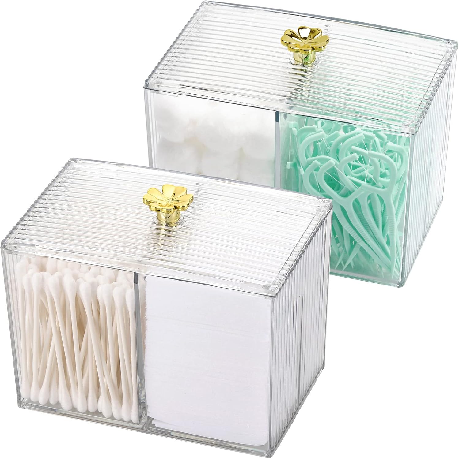 2PCS Acrylic Qtip Holder Cotton Ball and Swab Holder