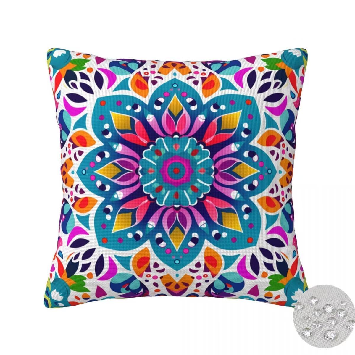 2 Pezzi Cuscini da Esterno Impermeabili Colorato Federe Cuscini Divano 60x60 cm Mandara Copri Cuscini per Divano Decorativo Quadrate Federe Cuscino per Auto, Casa, Caffè, Giardino, Esterni -FS547
