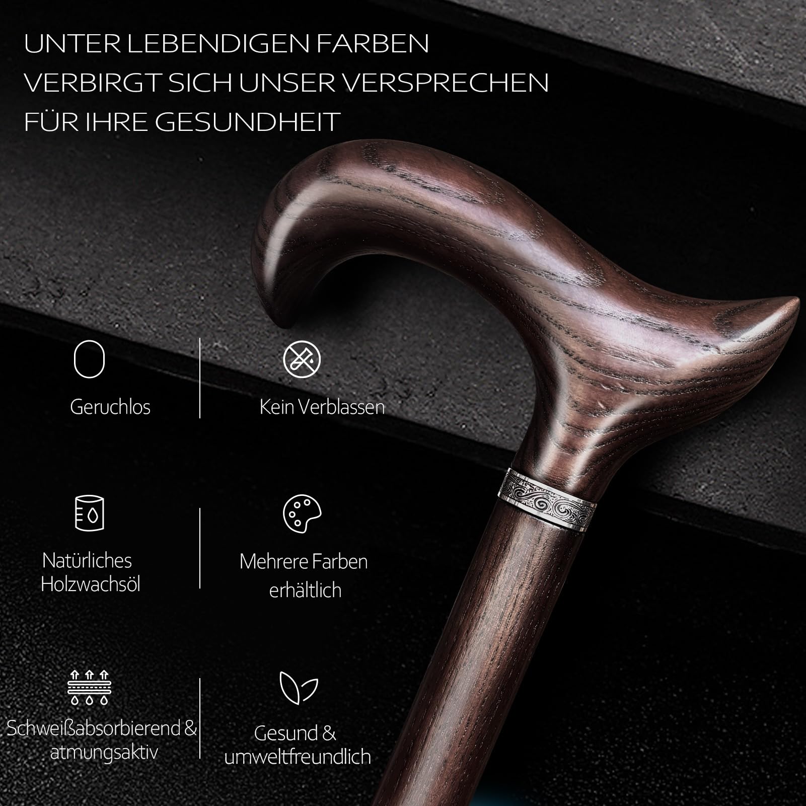 Handgefertigter Gehstock Holz Damen und Herren, mit 226 kg Belastbarkeit Gehstöcke Für Senioren,Ergonomische Derby-High-End-Gehstöcke aus Natürlichem Massivholz,Geeignet Für Geschenke