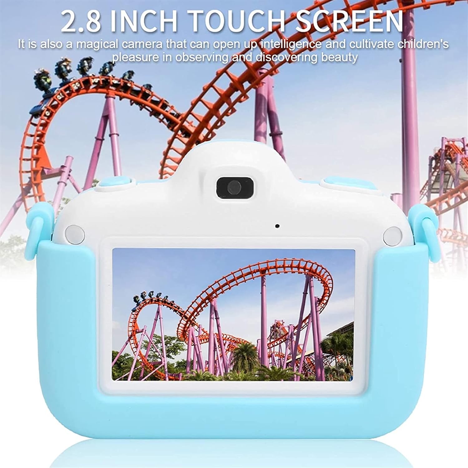 Kids Camera for Girls and Boys, Kids Digital Camera 2.8 Inches Screen 20MP Video Camcorder Anti-Drop Children Cartoon Selfie Camera, Camera for Kids with Games, Birthday Gift (Color : Blue)