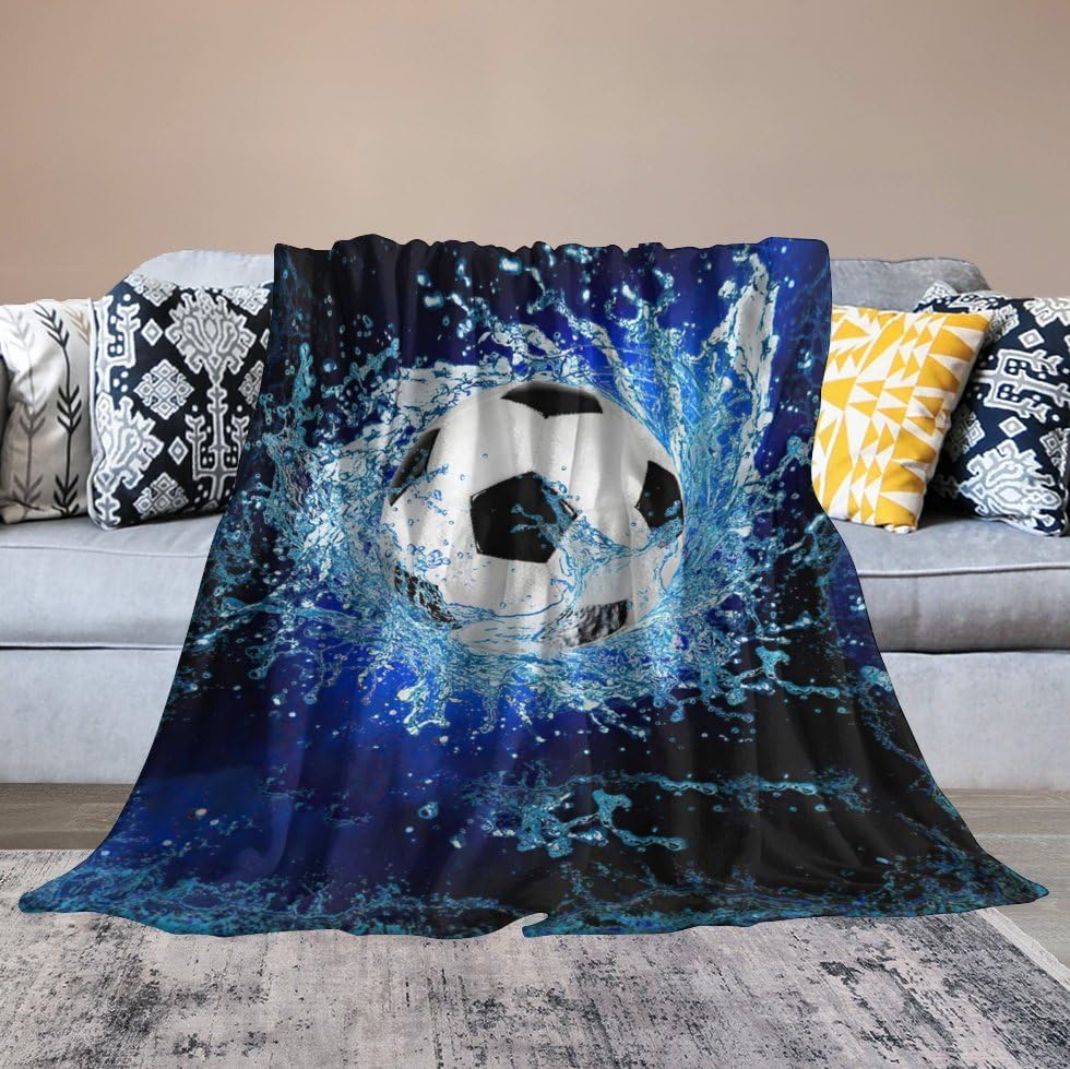 Miniatura 6 de Manta de fútbol deportiva, regalos de pelota de fútbol para niños y hombres, manta de fútbol para sofá de invierno, sofá, cama, forro polar de