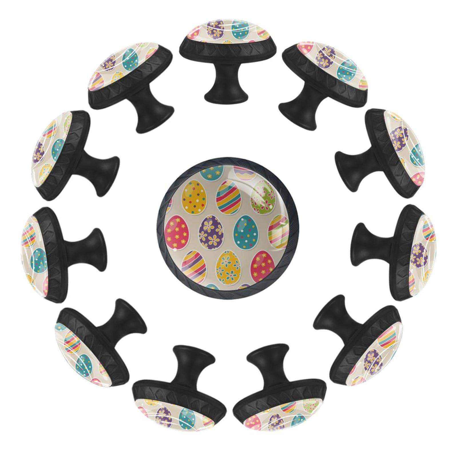 Boutons de tiroir ronds motif œufs de Pâques 35 mm au design ludique pour crèche