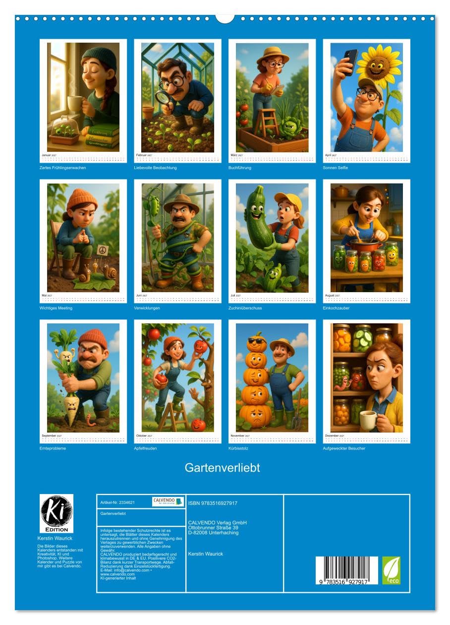 CALVENDO - Gartenverliebt (hochwertiger Premium Wandkalender 2027 DIN A2 hoch), Kunstdruck in Hochglanz: Unkraut vergeht nicht – Gartengeschichten mit Herz und Humor