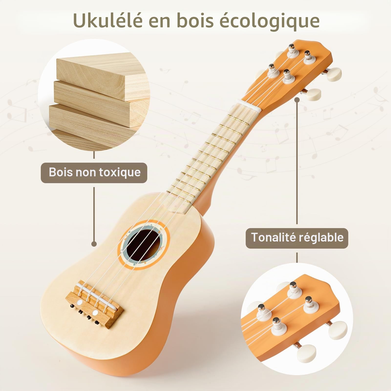 Guitare Enfant Instrument de Musique Bebe Jeux Montessori Jouet Enfant 2 3 Ans Cadeau Bebe Cadeau de Noël et d'anniversaire pour Enfants (7 in 1)