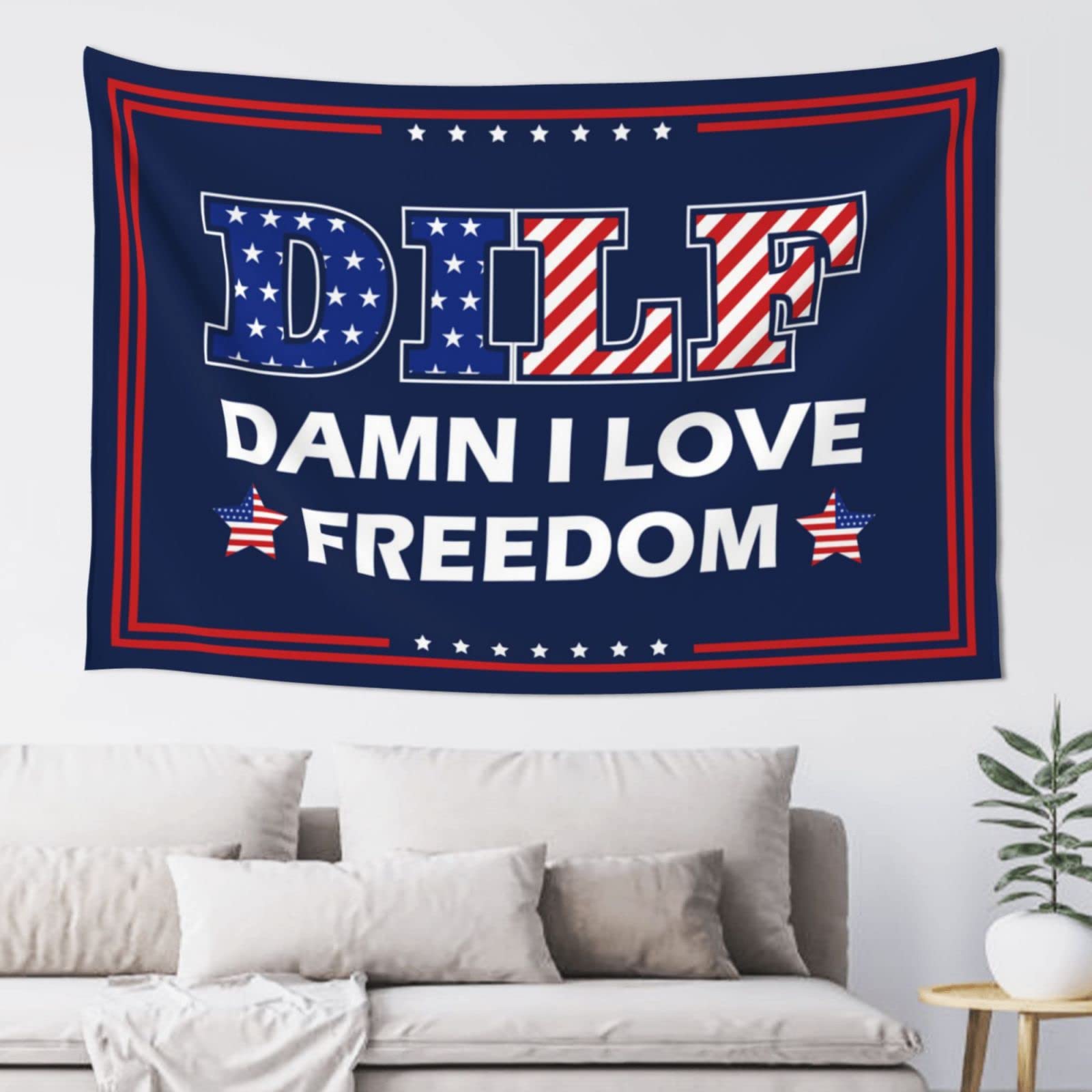 Abipuir Damn I Love Freedom DILF Tapestry Trump Tapestry Wall Art Tapestry for Bedroom (Color : Colour, Size : 100X150CM)