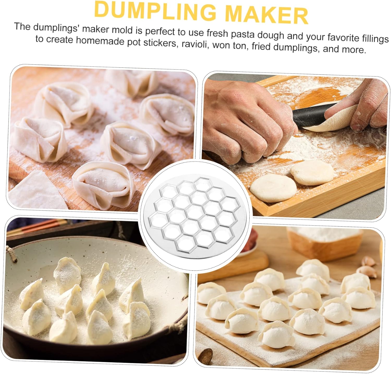 COLLBATH 19holes Metal Dumpling Maker Mould Dumpling Press for Efficient Cooking