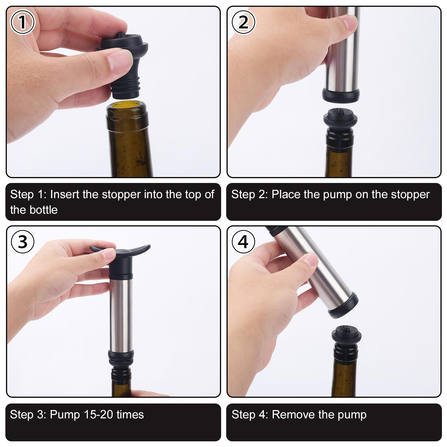 Kit Pompe à Vin Sous Vide Kinoco Avec 6 Bouchons En Silicone - Conserveur De Vin Pour Prolonger La Fraîcheur