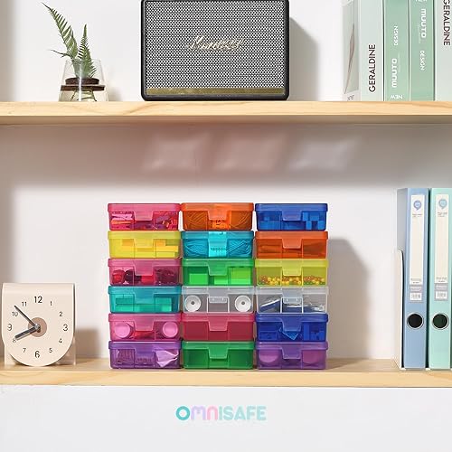 Miniatura 13 de Paquete de 9 organizadores medianos de plástico para manualidades, contenedores de almacenamiento de plástico transparente con tapa de pestillo