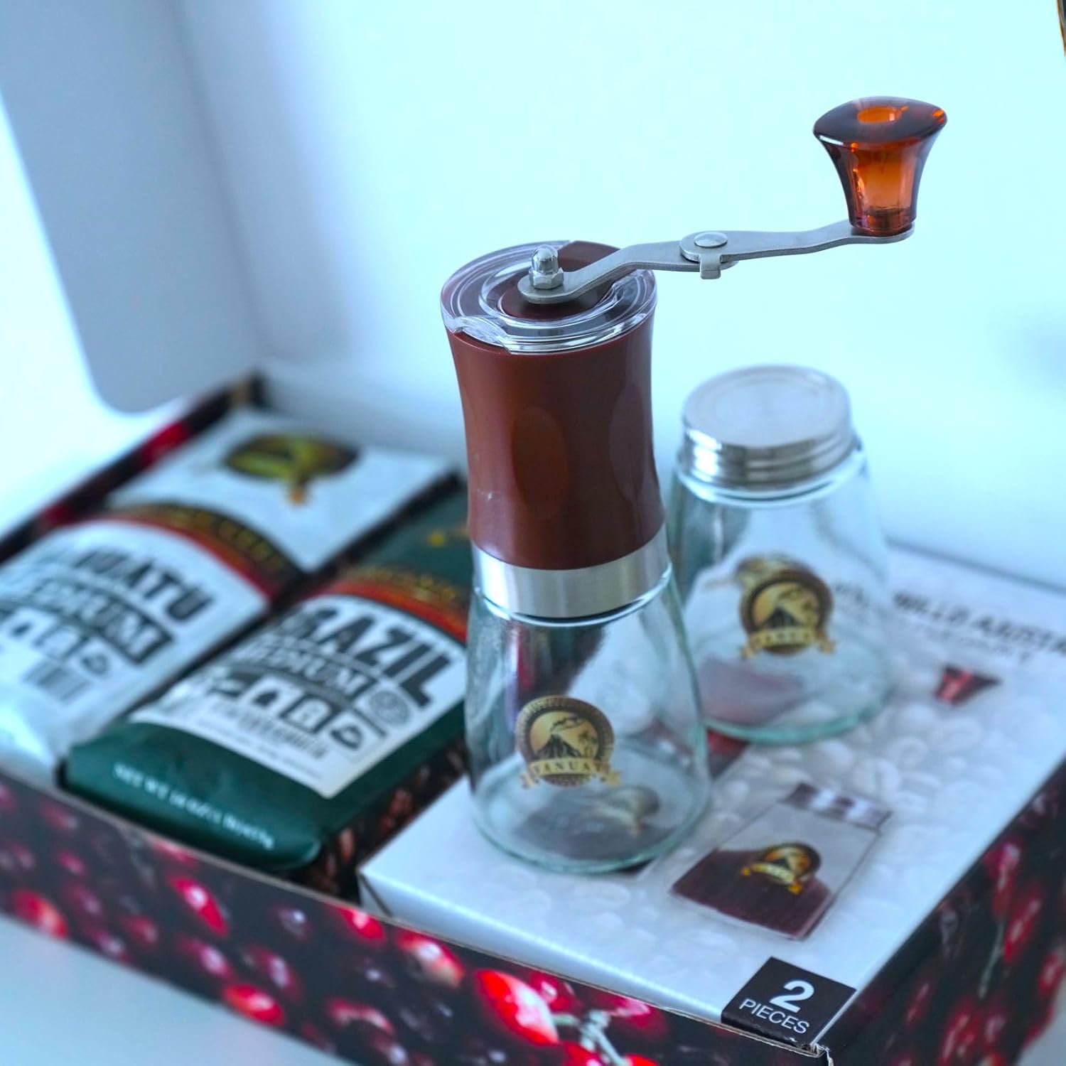 GIFTBOX MEDIUM ROAST Whole Bean COFFEE KIT SET Volcanic Organic Cult Vanuat Supreme Finest Artisan Beans for Drip Coffee Cold Brew Espresso French Press Turkish Brew Dark Medium Light Roast from Vanuatu Sumatra Ethiopia Ethiopian Brazil Brazilian Kenya Kenyan Papua New Guinea Colombia Colombian Guatemala Guatemalan Burundi Costa Rica East Java El Salvador Honduras Mexico Nicaragua Peru Rwanda (32 ounces, Vanuatu+Brazil+Grind)