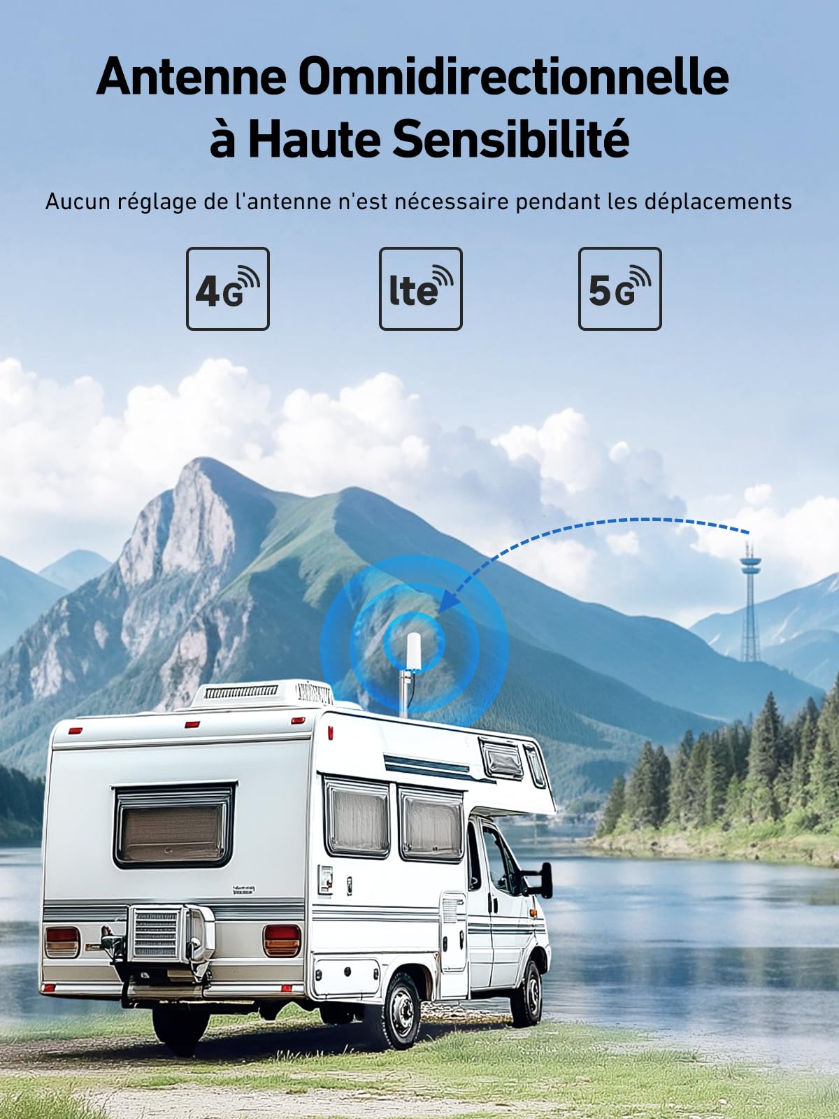 Amplificateur de Signal cellulaire pour camions, Camping-Cars et SUV | pour tous les opérateurs Amplificateur GSM avec antenne magnétique Améliore le signal vocal et les données