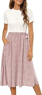 Zattcas Women 2026 Spring Dress Long Sleeve Ribbed Teacher Church Modest Business Casual Work Outfits Midi Dress