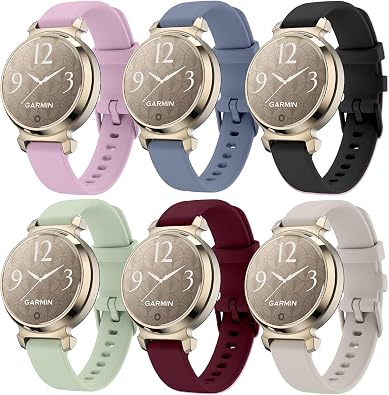 ViCRiOR 6 Pack Watch Bands Compatible with Garmin Lily 2 / Active/Classic Smart Watch, Quick Release Soft Silicone Replacement Women Band Strap for Garmin Lily 2