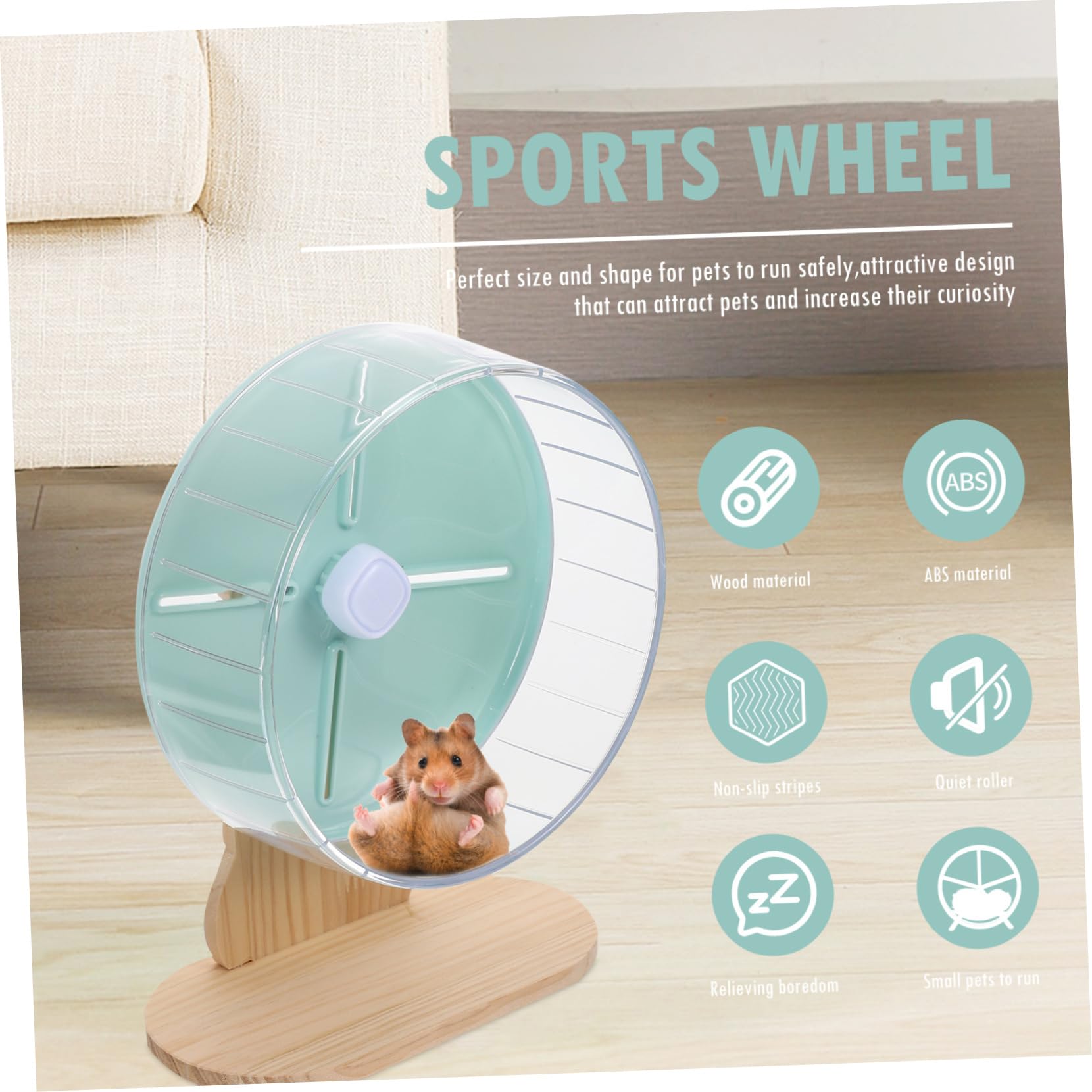 Abaodam 1 Ensemble Roue Silencieuse pour Hamster Accessoire de Jeu pour Rongeurs et Chinchillas avec Support pour Petits Animaux