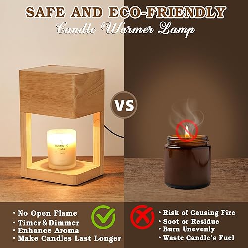 Vista 52 de Lámpara para calentar velas, moderna, luz cálida tipo vela, regulable, temporizador, regalos de cumpleaños y Navidad para hombres y mujeres y Negro