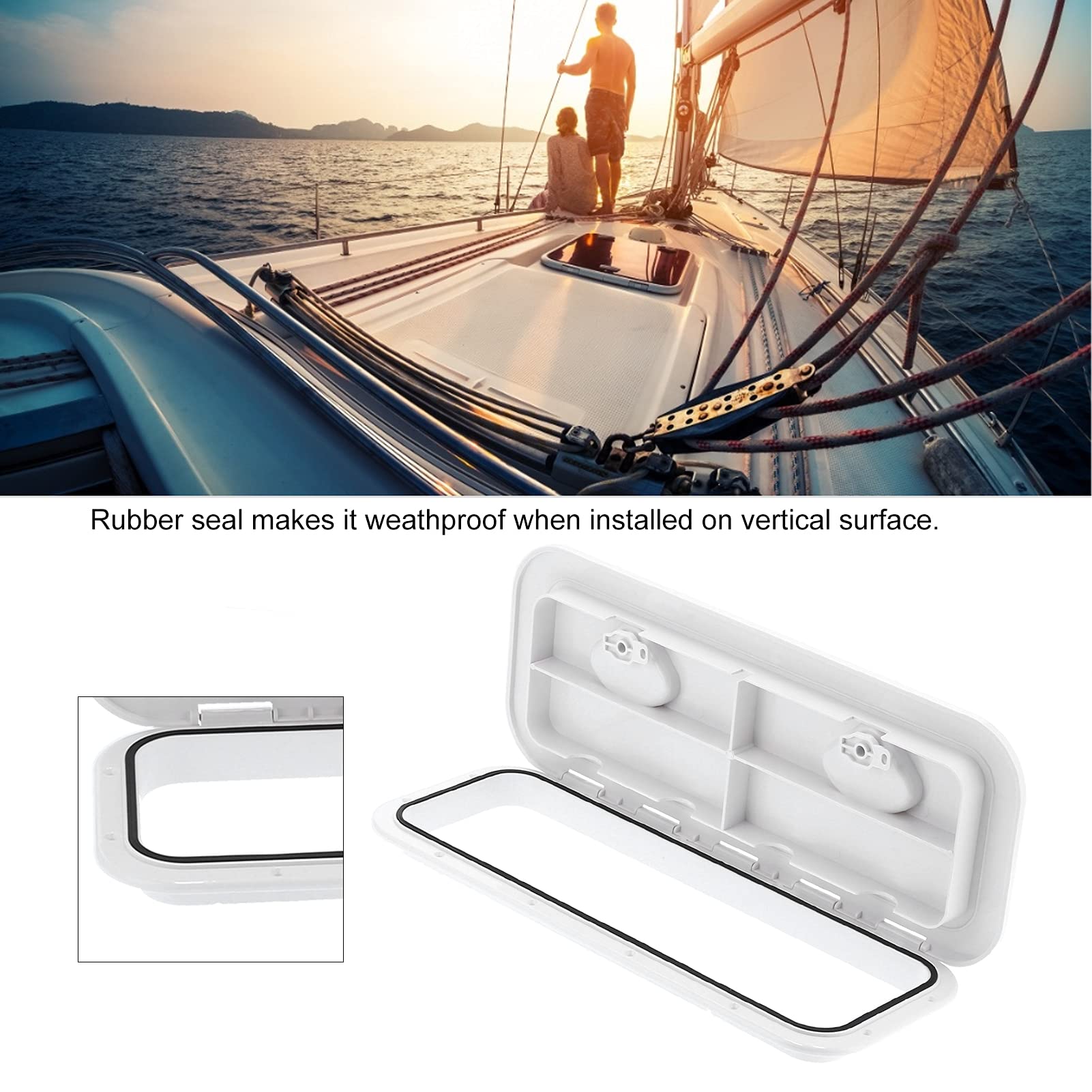 Trappe D'Accès Pont Bateau Marin 24x9,5 Pouces Noire - Trappe Inspection Antidérapante Avec Serrure