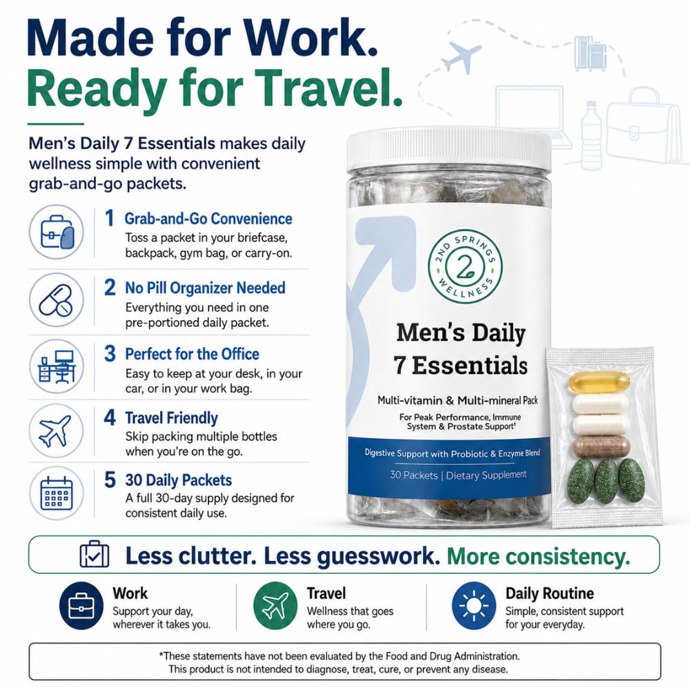 Men's Daily 7 Multivitamin for Men - Vitamins & Minerals, 30 Packets — Amazon image 4