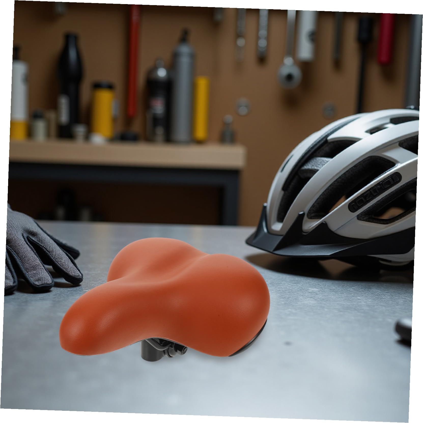 Asiento de Bicicleta Acolchado Ancho Marrón para Montaña y Eléctrica | Pu, Acero al Carbono y Esponja, Alivio de Presión en Cadera, Ajuste para Mujeres y Hombres