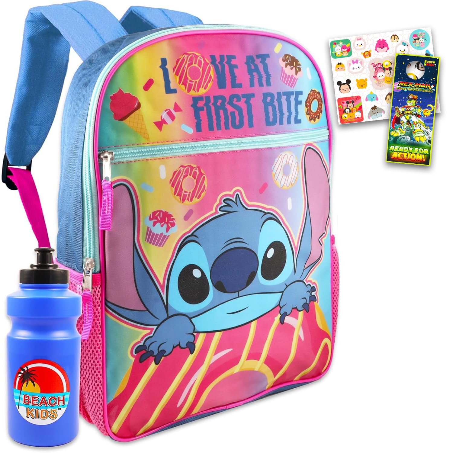 DisneyLilo and Stitch Backpack Set for Kids - 4 Pc School Supplies Bundle with Stitch Backpack for Girls, Stickers, Water Bottle, and More (Stitch School Backpack Bag), Disney School Bag, Disney