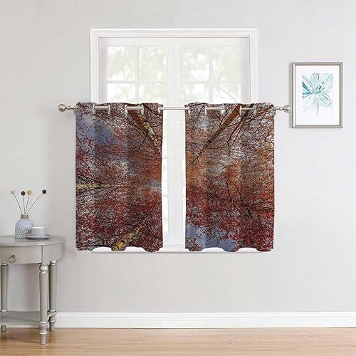 Miniatura 2 de Cortinas De Cocina Modernas Forest Home Decor Grommet Short Insulated Door Curtain Curtain Divider 72Inch Width by 72Inch Length,2 Panels