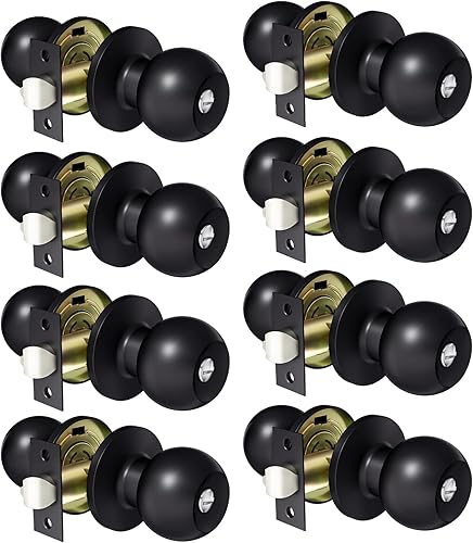 VICMEON Paquete de 8 pomos redondos de privacidad para puerta, diseño moderno, pomos de privacidad sin llave, cerradura interiorexterior, herrajes