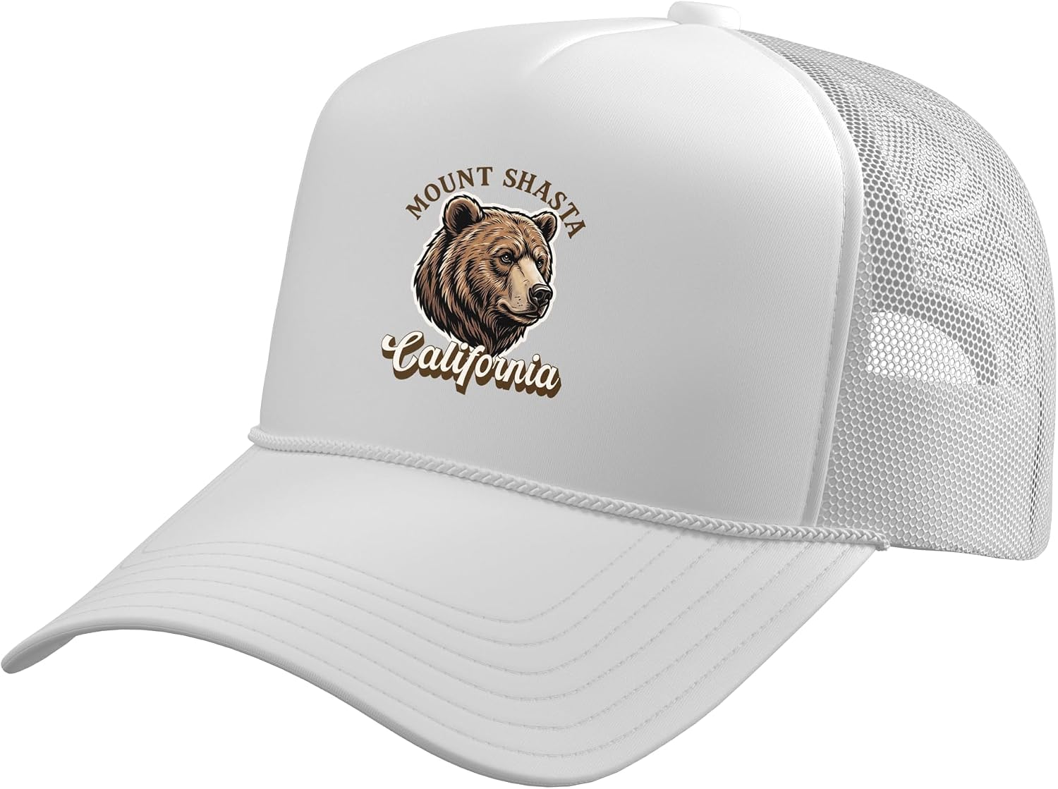 Mount Shasta California Majestic Bear Souvenir Family Trucker Hat with Adjustable Mesh Back