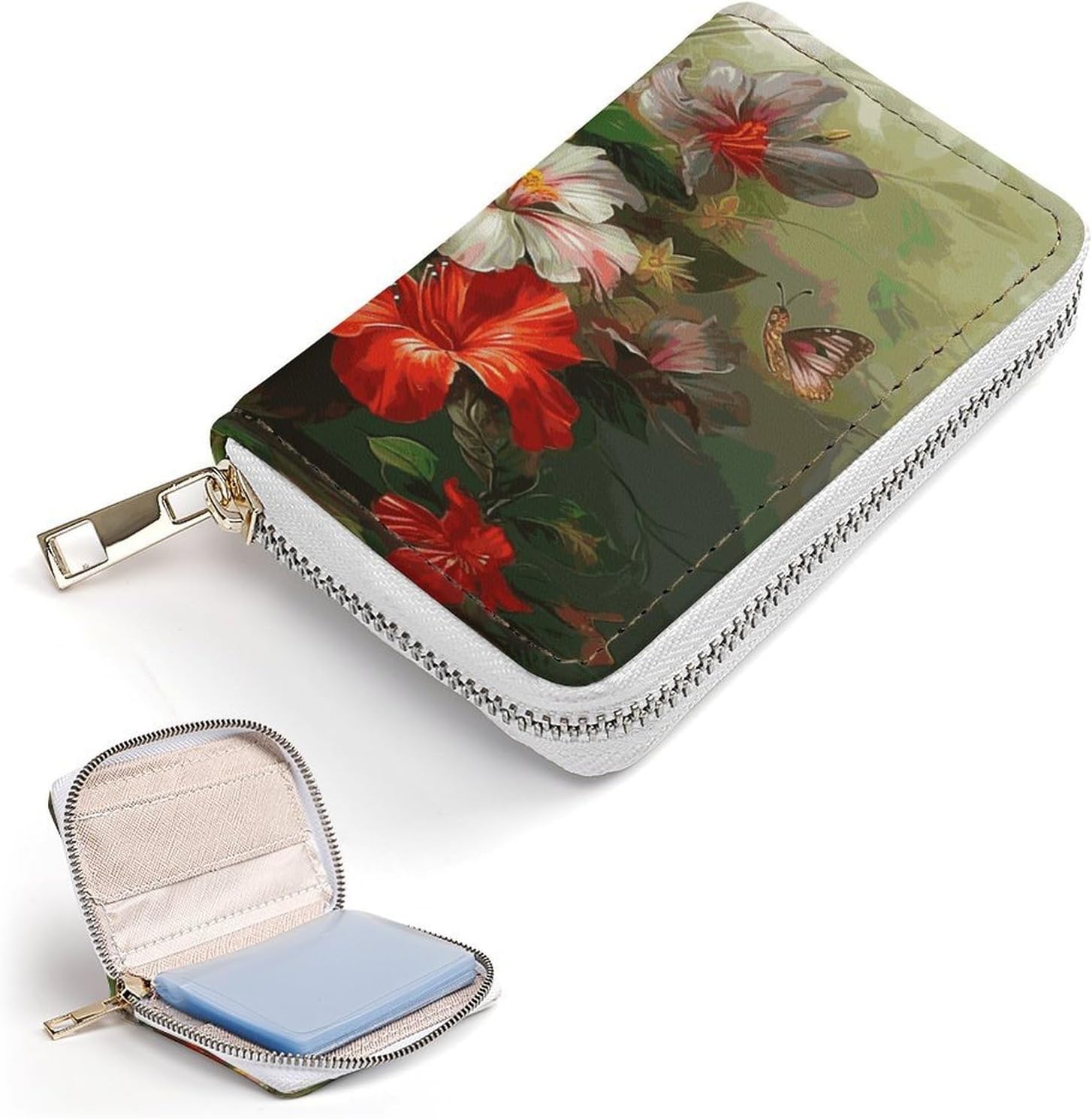 Bouquet Of Flowers Card Holder RFID Blocking,Credit Card Wallet for Women And Men,Card Case Organizer Bag with Zipper
