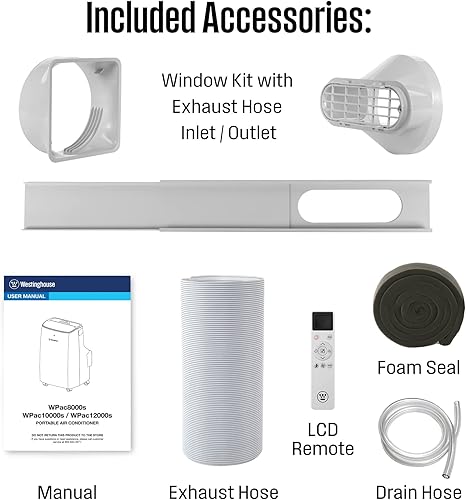 Vista 48 de Westinghouse Aire acondicionado portátil de 14,000 BTU para habitaciones de hasta 700 pies cuadrados, aire acondicionado portátil