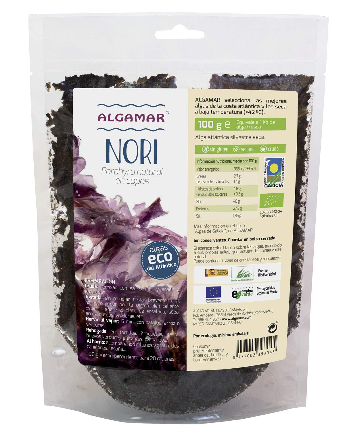 Algas Nori Copos 100 Gr Algamar