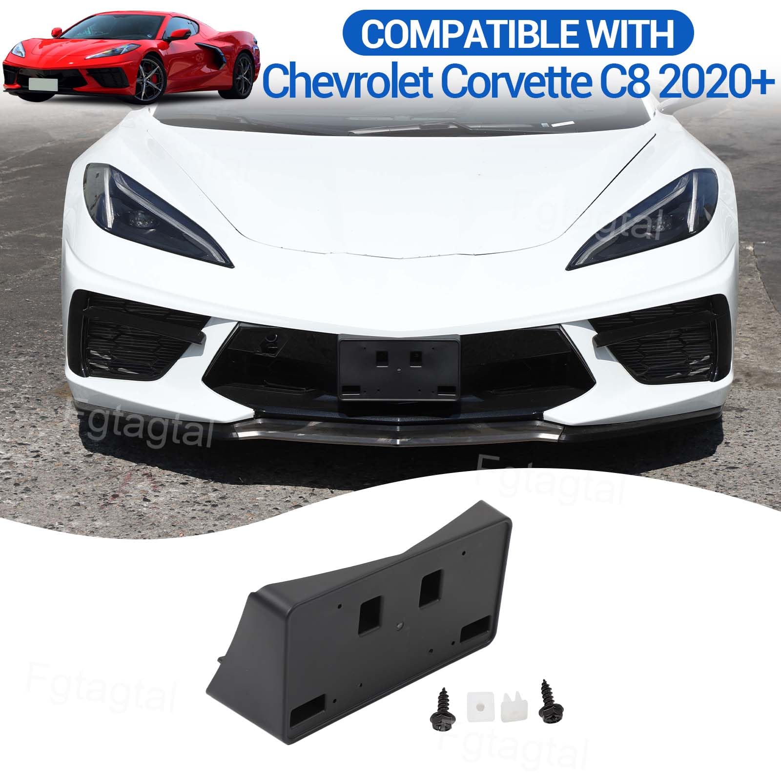 Sto N Sho Front License Plate Bracket Compatible With 2023-2024 Chevrolet C8 Corvette Z06 And 2024 E-Ray Without Carbon Fiber Splitter (SNS200b