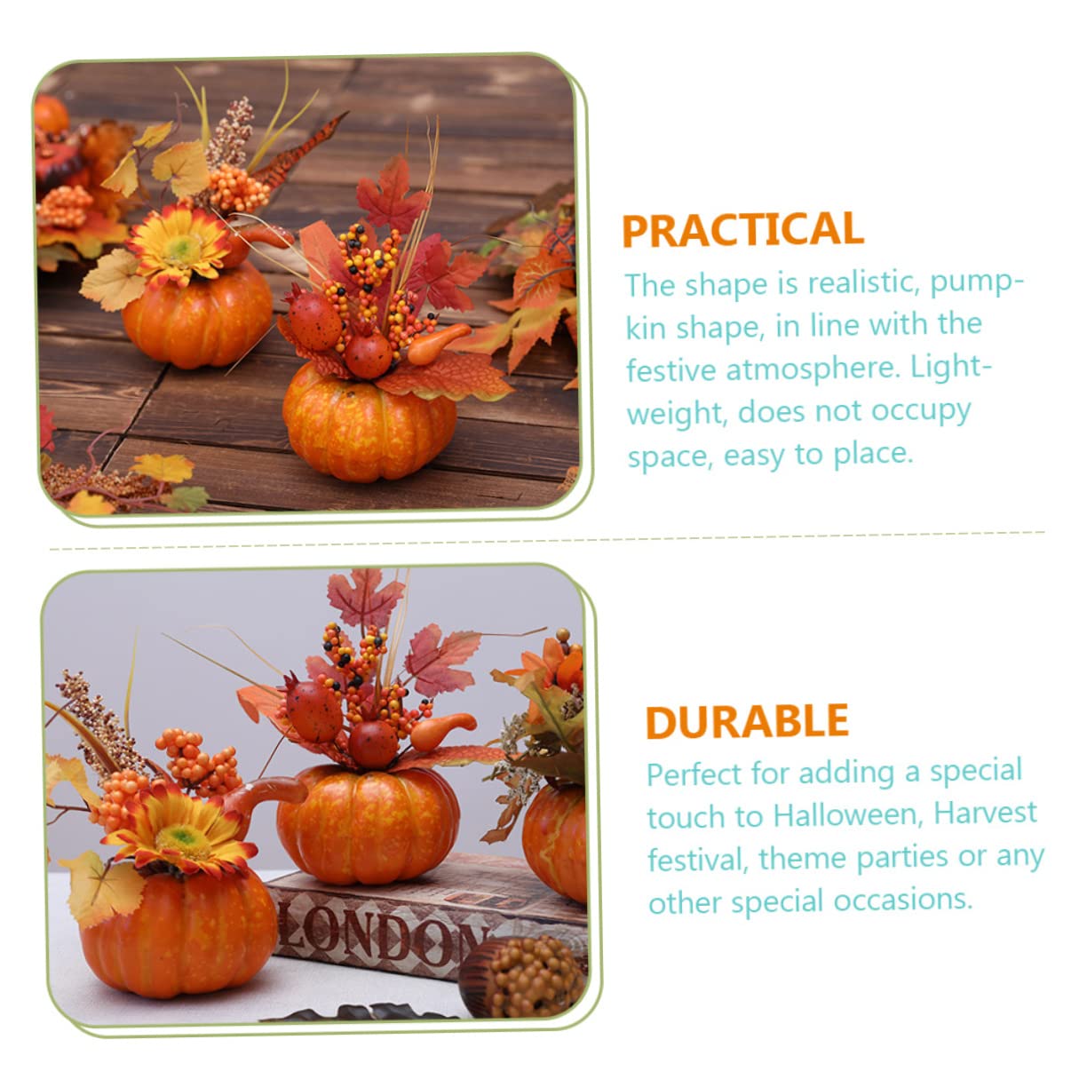 TOPBATHY 5 Stück Halloween Kürbis Kürbisornament Heimdekoration Künstlicher Halloween Pflanzendekoration Thanksgiving Dekoration Szenenlayout PVC