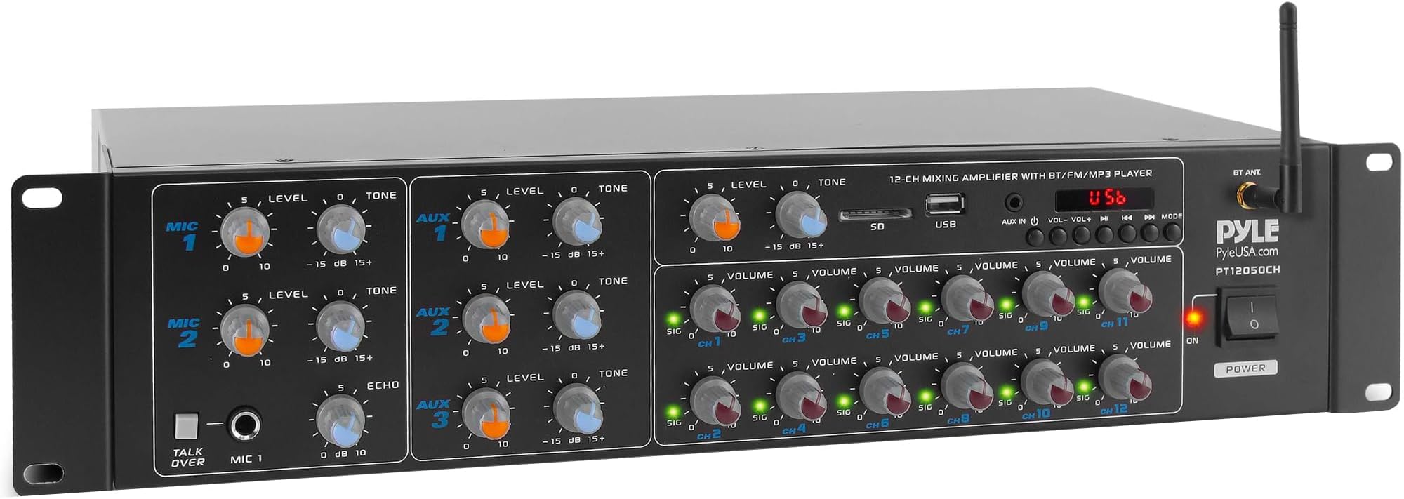 Amazon.com: Pyle 12-Channel Wireless Bluetooth Power Amplifier - 6000 ...